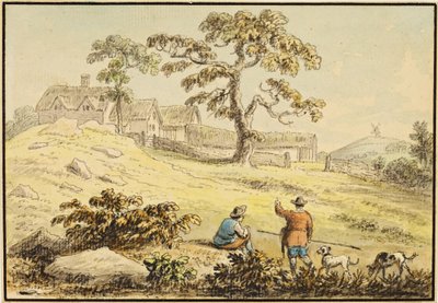 Landscape - Two Figures and a Dog by Anthony Devis